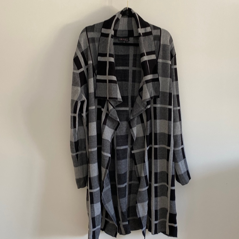 En/Kay XL black,grey plaid sweater coat